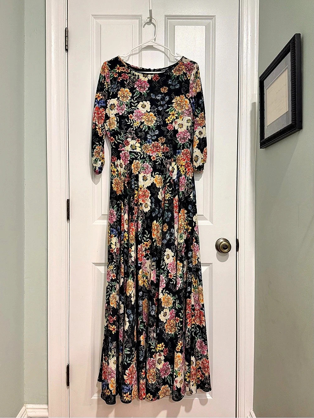 Yumi Kim Anthropologie Black Floral Maxi Dress M